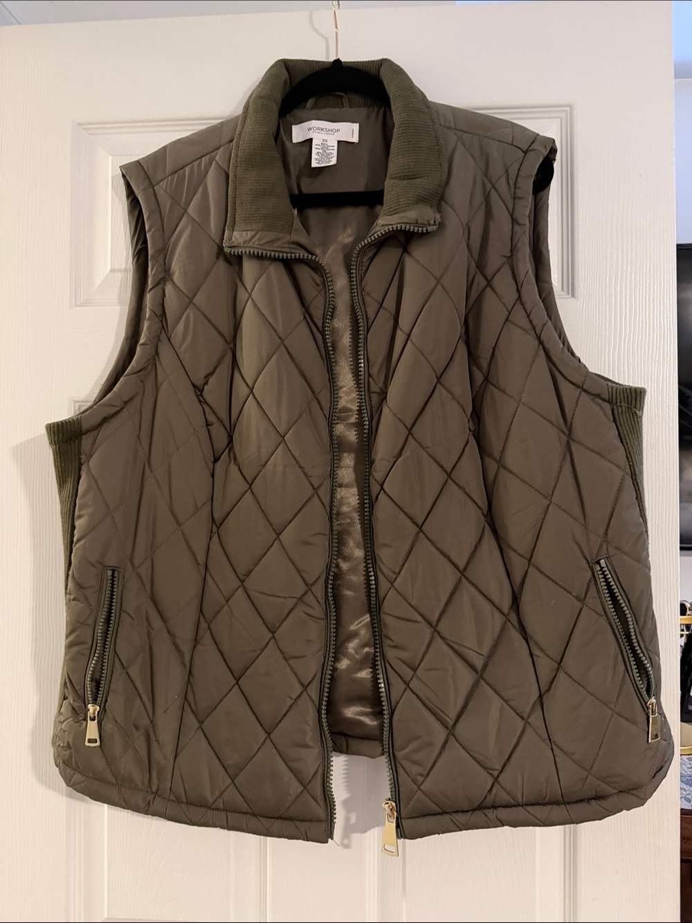 Workshop Republic Clothing Olive Green Quilted Vest